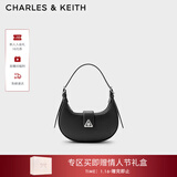 CHARLES&KEITH三角扣新月包腋下包单肩包包女包女友生日新年礼物CK2-50271205 Noir黑色 S