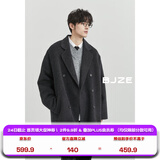 伯爵卓尔羊毛双面呢大衣男中长款2024秋冬新款通勤男装呢子外套 山岩灰 L (175)