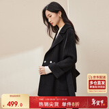 尚都比拉100%羊毛西装领毛呢大衣女冬季可拆卸腰带小个子通勤风双面呢外套