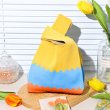 TaTanice 针织礼品袋满月宴礼物结婚手提袋情人节生日礼物袋托特手腕包 