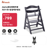 Hauck儿童椅子成长椅可调节Alpha学习椅婴儿座椅家用餐桌椅宝宝餐椅 【Alpha两件套-含餐盘】-深灰色