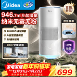 美的（Midea）【小蓝鲸PRO】无雾空气加湿器孕妇母婴幼儿家用大容量客厅落地卧室静音抗菌喷雾器新年礼物1Y80pro