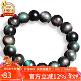 石玥珠宝精品12mm彩虹眼天然黑曜石手串本命年转运珠水晶手链男女士款