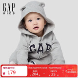 盖璞婴儿2025秋季新款字母logo抓绒连帽开裆连体衣儿童装805374