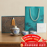 不拙单丽华三才盖碗一人饮高档新年生日礼物青花瓷汝窑盖碗茶杯对饮