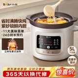 小熊（Bear）电炖锅 电砂锅 煲汤锅炖汤锅 紫砂锅炖汤盅电炖锅燕窝炖盅 煮粥神器 熬粥锅 大容量5L DDG-S50H8