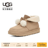 UGG秋季女士舒适蝴蝶结翻折鞋口懒人毛毛鞋1153517SWD|木屑色38