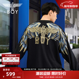 BOY LONDON【孔雀之翎】春秋宽松潮牌圆领情侣款刺绣卫衣N03009 蓝色 S