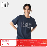 盖璞男女装2025春季新款纯棉字母印花logo短袖T恤上衣美版797924 藏蓝色 S 美码 M亚洲码175/92A