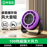 毕亚兹 桌面循环风扇 挂壁免打孔轻音循环制冷风扇 可调节智能数显 办公宿舍厨房创意电风扇FS25深空灰