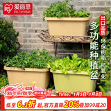 爱丽思（IRIS）种菜盆蔬菜种植箱塑料菜盆特大号阳台种菜神器户外花箱种花菜盆 【1个】中(50cm长)绿色 送隔网