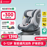 ledibaby乐蒂宝贝婴儿童安全座椅0-4-12岁汽车用宝宝座椅车载可坐躺 太空舱Pro+智能版【月影灰】