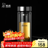 希诺（heenoor）双层玻璃杯男家用商务办公泡茶杯子过滤车载水杯XN-9302 345mL