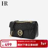 HR赫莲娜包包女包小香风单肩斜挎包女时尚菱格链条包情人节礼物 黑色