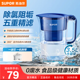苏泊尔（SUPOR）便携式滤水壶蔚蓝1壶1芯过滤净水器净水壶自来水活性炭过滤器滤水器家用版蓝色UF03