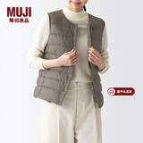 MUJIMUJI 女式 轻量羽绒便携式背心 女士马甲马夹外搭冬季款BDC06C1A  浅灰棕色 M