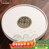 初伍茶盘家用办公会客国潮风茶具茶托盘圆型客厅陶瓷功夫茶台干泡盘