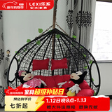 乐系（LEXI） 吊椅双人鸟巢秋千吊篮家用室内阳台吊兰户外吊床藤椅摇篮椅躺椅 双人黑色细藤特大号 静音款
