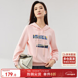 尚都比拉春秋慵懒显瘦连帽星空字母刺绣印花宽松时尚卫衣女 嫩粉色 M 