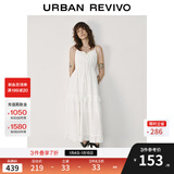 UR2025春季新款女装度假风蕾丝系带吊带连衣裙UYL750001 本白 (面料微透) M