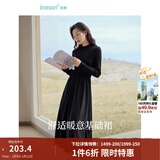 茵曼（INMAN）2025秋冬女装新款灯芯绒连衣裙新品长袖休闲针织礼服中长裙子 午夜黑-18348357H1 XL