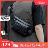 viney斜挎包男背包骑行日系单肩随身便携手机胸包休闲腰包潮牌运动帆布 黑色