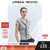 UR2025秋季新款女装简约设计感披肩式修身短袖T恤UWU450013 花灰 XL