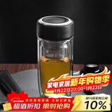 希乐玻璃杯双层玻璃水杯高颜值男士商务办公茶水分离杯便携泡茶杯子