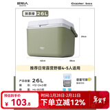原始人保温箱冰块冷藏户外露营车载冰桶商用保冷箱摆摊便携小冰箱 26L抹茶送冰晶盒*2+冰袋*8