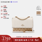 蔻驰（COACH）【品牌直供】奢侈品女包KLARE铆钉单肩斜挎包 白色90400 生日礼物