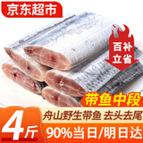 弹指鲜生精选舟山带鱼段大号 国产冷冻油带鱼深海鱼烧烤食材节日礼品 舟山雷达网带鱼段净重4斤