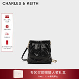 CHARLES&KEITH迷你菱格流浪包单肩斜挎双肩包包女包生日新年礼物CK2-60782390 【S号】Black黑色 S
