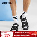 斯凯奇（Skechers）夏季透气男鞋舒适百搭户外休闲魔术贴凉鞋沙滩鞋237586 黑色/白色/BKW 43