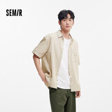 森马（Semir）棉麻衬衫丨 短袖衬衫男夏季新款白色休闲上衣小宽松含亚麻外套