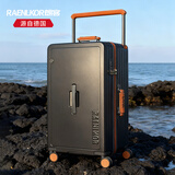 朗客德国大容量防爆拉链行李箱28寸三七开宽拉杆超轻结实耐用旅行pc箱 游弋灰-2026年新升级平面款（皮把手+YKK防爆拉链款） 28英寸 免费托运-适合出行10-15天