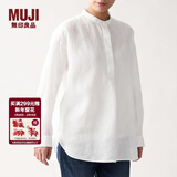 MUJI MUJI 女式 法国亚麻水洗 束腰长上衣 长袖 BCJ02C0S 白色 XS-S