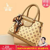 袋鼠卡拉品牌真皮包包2025新款母亲节送妈妈礼物牛皮手提包中年斜挎女士包 卡其色（礼盒+手包）