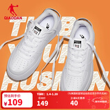 乔丹男鞋板鞋革面小白鞋女鞋空军一号厚底增高情侣休闲运动鞋本命年 男-白色【店长推荐】 42