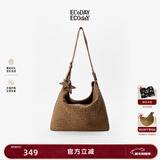 ECODAY秋冬麂皮编织包通勤托特包复古单肩斜挎hobo包女生日新年礼物 You look tasty-B040Z 焦糖色 大号