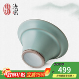 东道汝窑河南非遗 小茶漏 功夫茶具配件开片陶瓷茶滤尼龙过滤网礼盒装