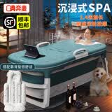 奔麦【送货上门】泡澡桶折叠浴桶洗澡桶成人浴盆婴儿童家用洗澡神器 【1.4米+加盖+升级坐靠垫】蓝