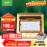 施耐德电气 五孔地插(带底盒) 弹出阻尼式防水地面地板插座铜质E227C10U_BAS
