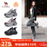 骆驼（CAMEL）银月户外复古老爹鞋厚底休闲鞋 L24A283742R 黑/银(加绒) 37