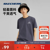 斯凯奇夏季男女情侣同款缤纷休闲系列透气半袖针织短袖T恤L223U165