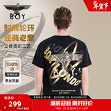 BOY LONDON【时光轮环】短袖情侣款春夏老鹰光环黑色T恤N01902 黑色 XS
