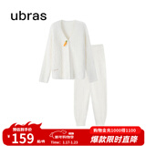 ubras【虞书欣同款】兔绒绒开襟家居服套装厚款女加绒睡衣冬季女 【长袖长裤套装】纯白色 L