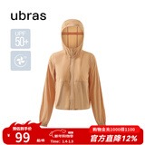 ubras轻薄蝉翼防晒衣女外套后背捏褶连帽透气户外服 晨曦黄色 L