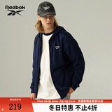 锐步锐步官方24年新款男女休闲百搭时尚舒适拉链连帽卫衣 24FRE101UGN2 L