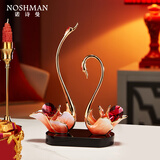 诺诗曼结婚礼物高端轻奢高级感天鹅摆件客厅卧室装饰品生日礼物送女朋友 【厂家发货】珐琅彩天鹅摆件 粉色 /常规无字