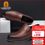 老人头（LAORENTOU）皮鞋男士头层牛皮牛筋底耐磨商务休闲爸爸鞋 510907119 棕 40 